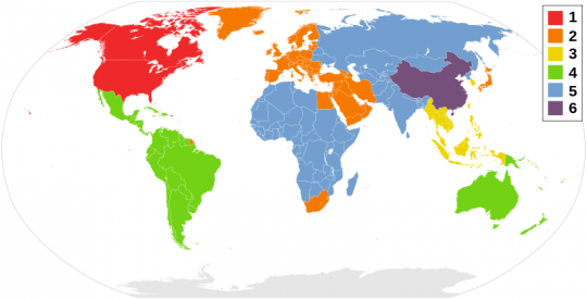 DVD Region Code Map