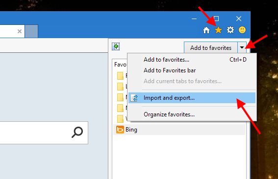 export favorites internet explorer