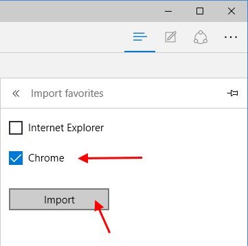Edge import bookmarks from Chrome
