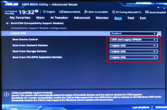 UEFI CSM Settings