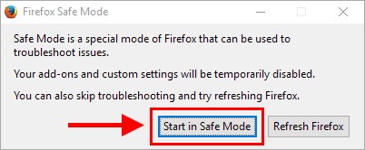 Firefox Safe Mode Startup