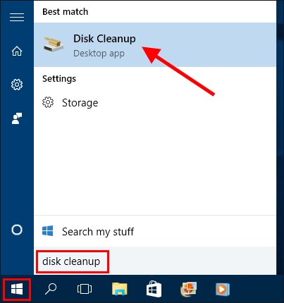 Disk Cleanup launch from Start Menu