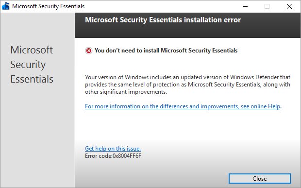 Microsoft Security Essentials ma problemy z walidacją systemu Windows
