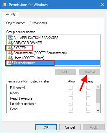 Windows Folder Permissions Remove