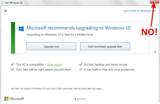 Windows 10 Old Upgrade Prompt