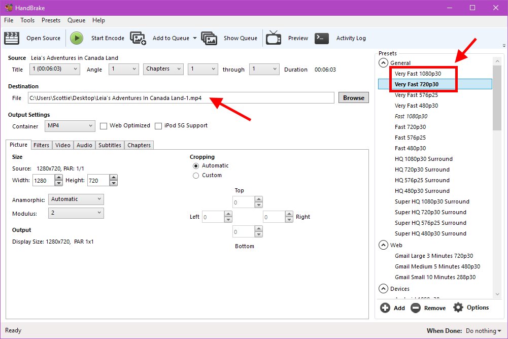 compressing video with handbrake