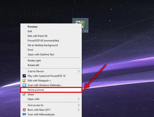 how to resize a picture on windows 10