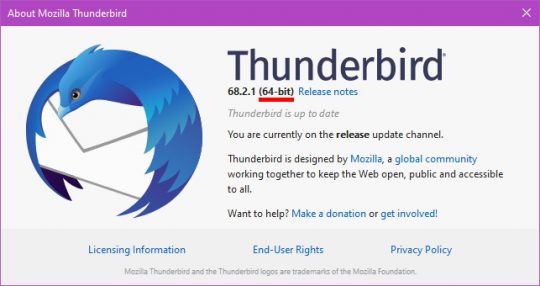 thunderbird 64 bits windows 10