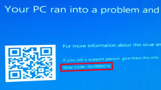 BSOD Stop Error 0xc000021a