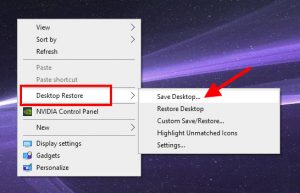 Desktop Restore Right-Click Menu
