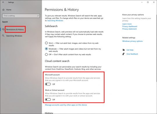 Search: Permissions - Cloud