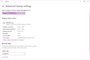 Win 10 20H2 - Settings -> Advanced display settings