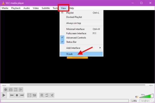 VLC subtitles Step 1