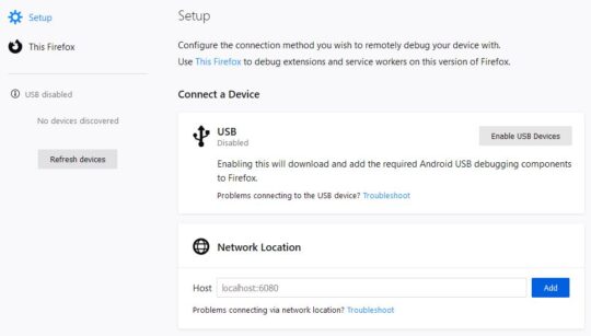 Firefox Remote USB Debugging
