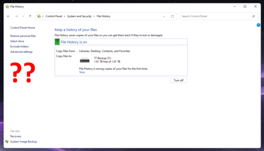 Win 11 File History