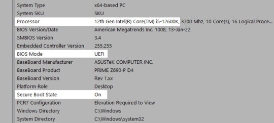 System Information window