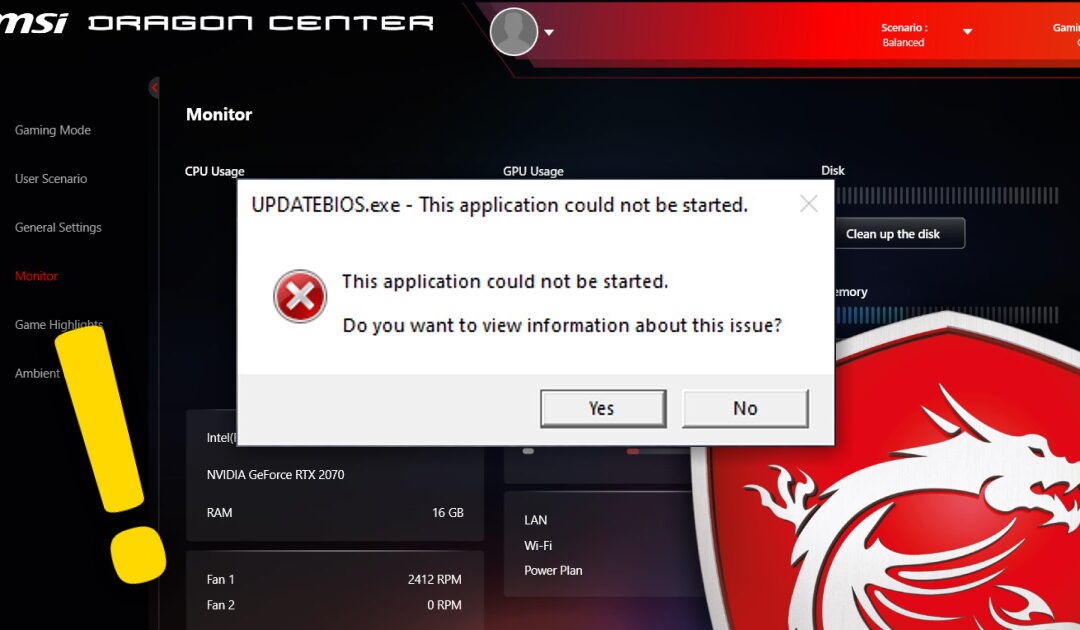 Fix “UPDATEBIOS.exe – The application could not be started” error on MSI PCs