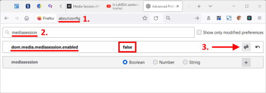 Firefox: Disable Media Session API