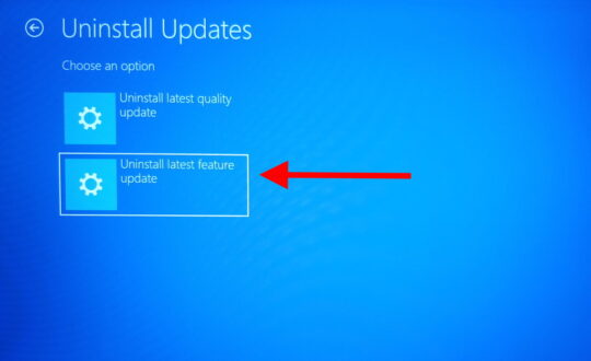 Uninstall Feature Update - Step 5