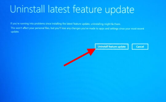 Uninstall Feature Update - Step 6