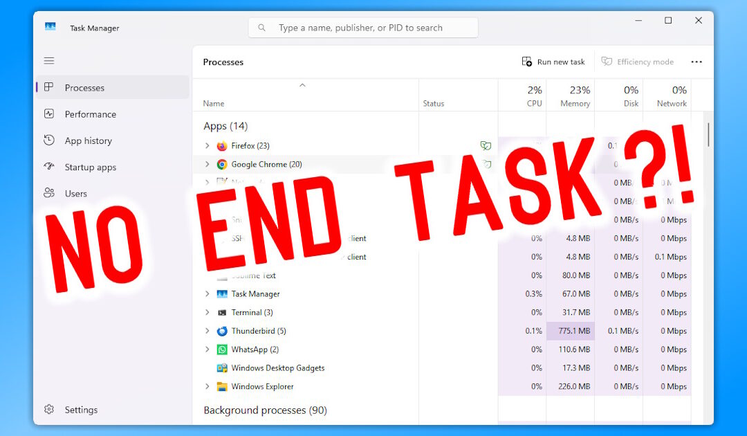 End Task missing in Windows 11? Get it back!